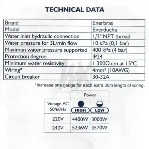 Enerbras Enerducha 3T Instant Shower