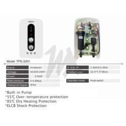 Anlabeier Tankless Heater with Pump Instant Shower + HAND SHOWER - For Extremely Salty Water Anlabeier Tankless Heater with Pump Instant Shower