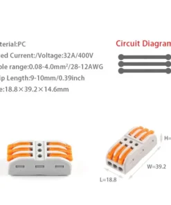 Wire/ Cable Connector, 3 Way (L+N+E) 32 Amps