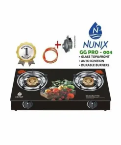 Nunix Glass Top Double Burner Gas Stove